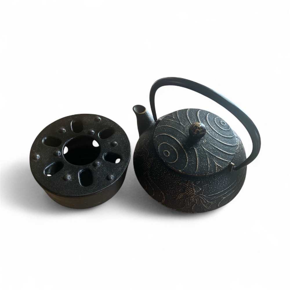 Original Teavana Black‎ Cast Iron Teapot with Koi Fish Design - Picture 8 of 9